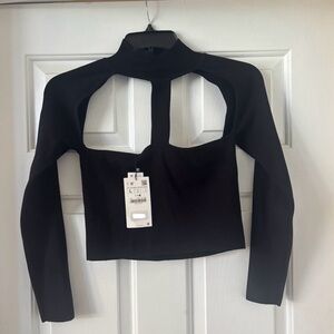 Zara Cut Out Long Sleeve Shirt